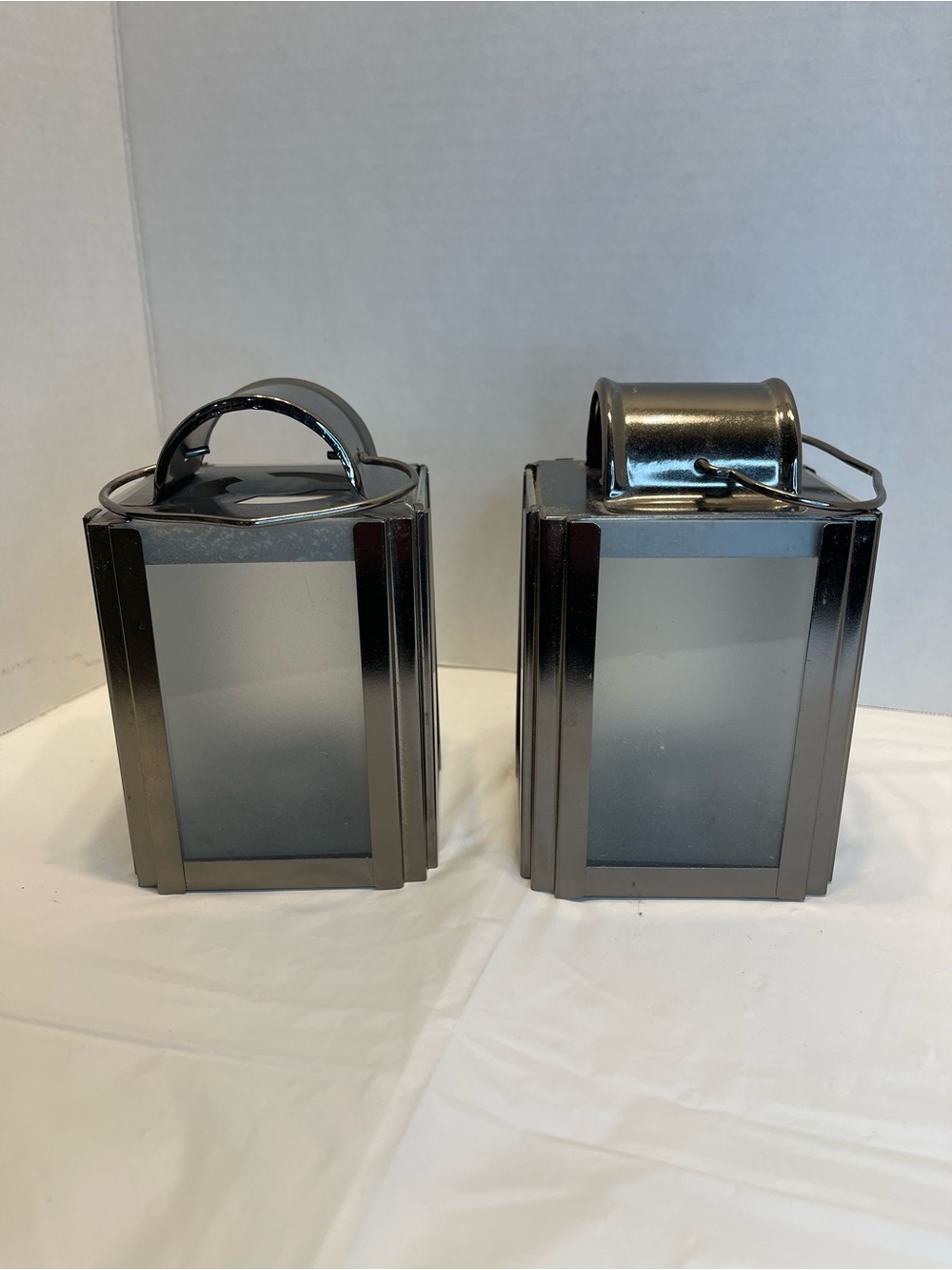 Metallic Gray Decorative Lantern Pair - Home Accents